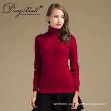 Qualität Frauen Kaschmir Pullover High Neck Knittng Pullover Muster mit kostenloser Probe 20-30G